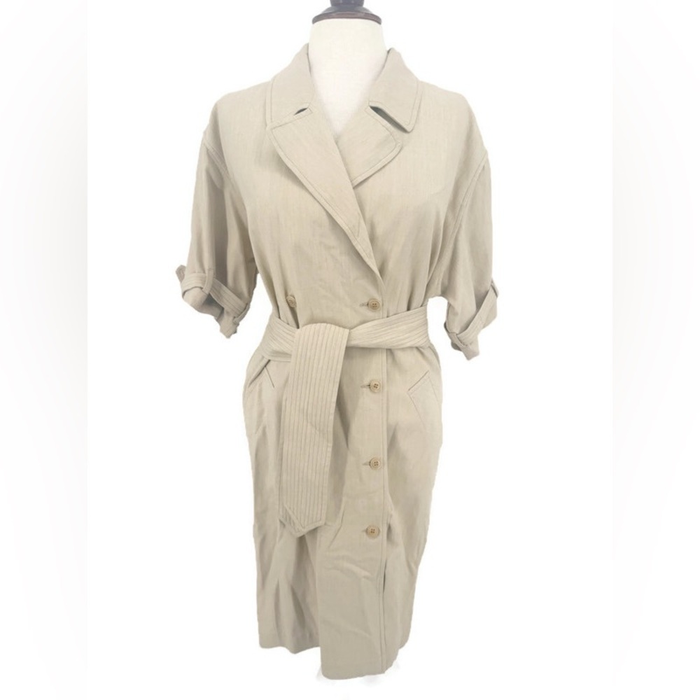 Isaac Mizrahi IS**C Trench‎ Style Shirt Dress Belted Beige Size 12